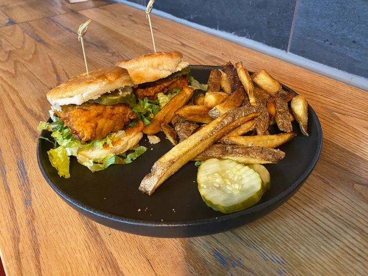 Nashville Chicken Sliders with a side of fries